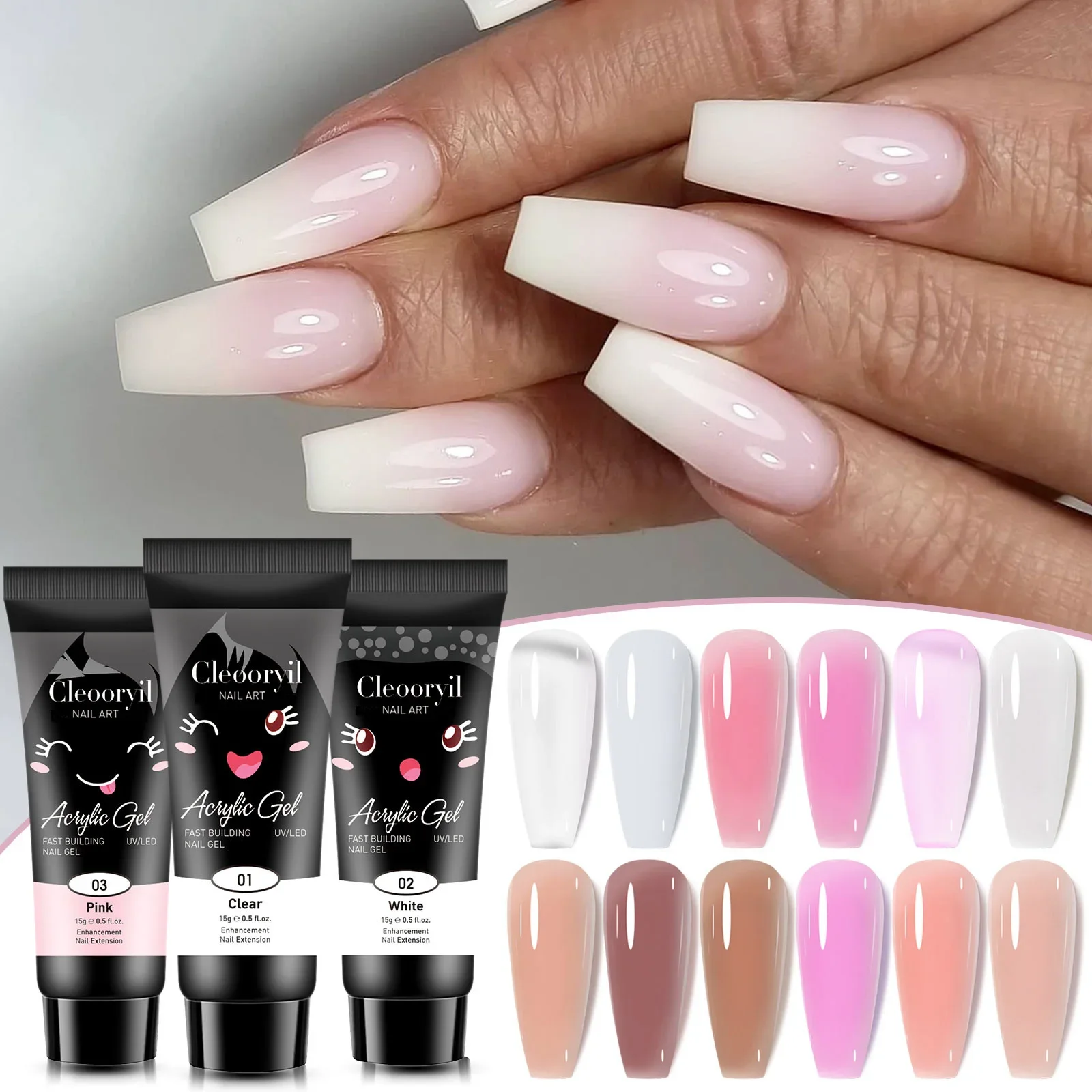 15ml/30ml Nail Extension Gel Nail Build Poly Nail Acrylic Gel UV LED Quick Extension of Crystal Model Painless Crystal Glue