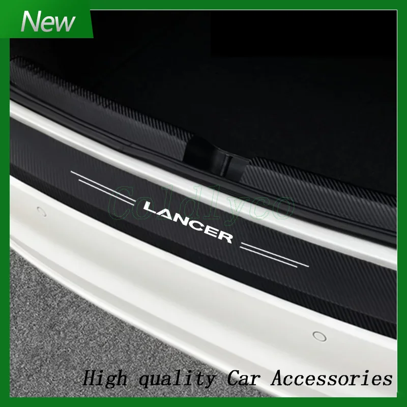 Car Door Threshold Scuff Plate For Mitsubishi Lancer X 9 10 2010-2023 Carbon Fiber Decals Rear Bumper Stickers Auto Accessories