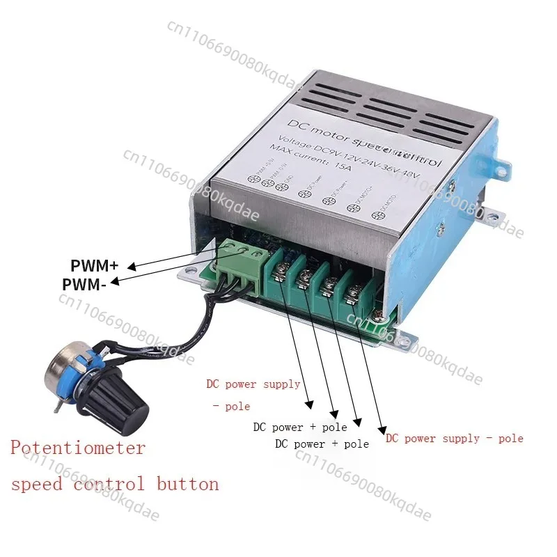 PWM DC Motor Speed Regulation Module, 12V‑24V‑36V‑48V Wide Voltage, 15A 500W High‑Power Motor Drive Control Unit