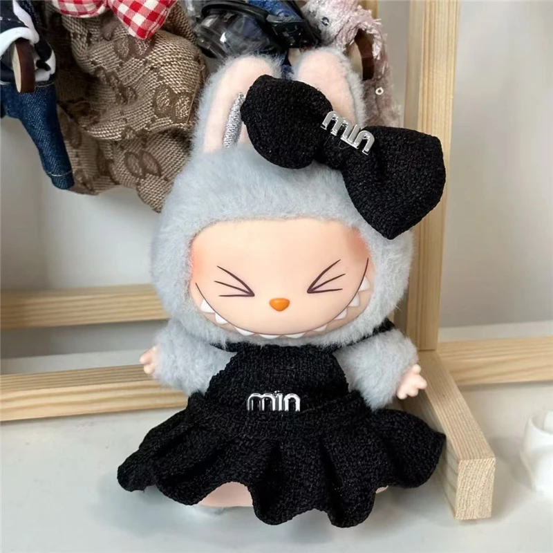 15 17cm para boneca labubu coreano kpop estilo doce saia saco de luxo sapatos conjunto roupa triângulo invertido vestido roupas ﻿