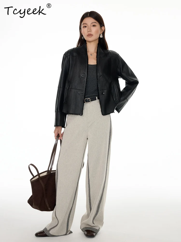 Tcyeek ウール 秋冬 ハイエンド トレンド Vネック 両サイドショート丈 レディース ウール シアリング ファーコート ファーレディース