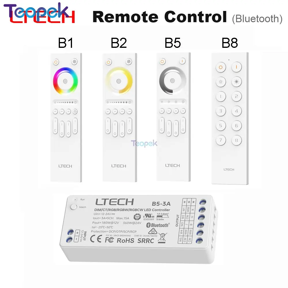 LTECH B5-3A LED Controller Constant Bluetooth 5.2 SIG Mesh 5CH DIM/CCT/RGB/RGBW/RGBCW B1 B2 B5 Remote APP Google Alexa Control