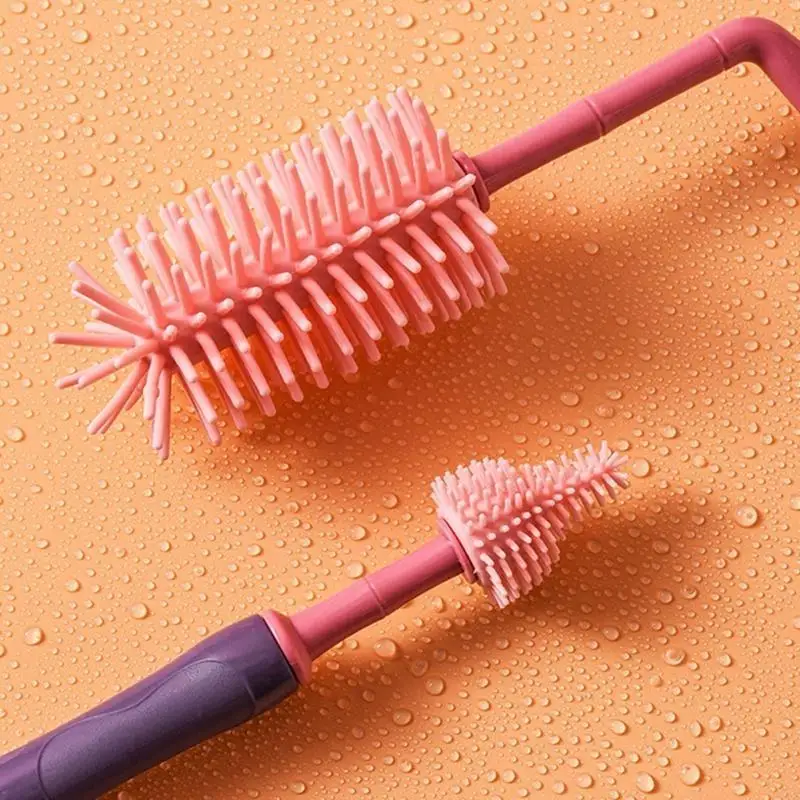 مجموعة فرش تنظيف زجاجة حليب الأطفال بمقبض دوار فرشاة غسيل زجاجة الحليب P31B #3