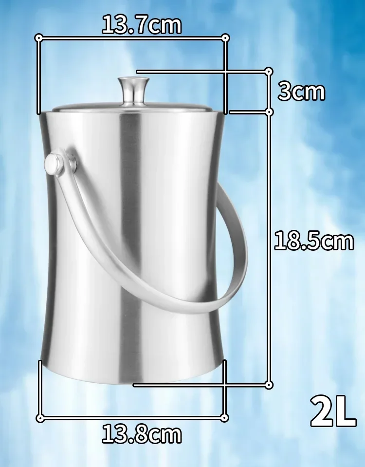 Thickened Stainless Steel Ice Bucket Bar Champagne Commercial Double Ice Bucket 6