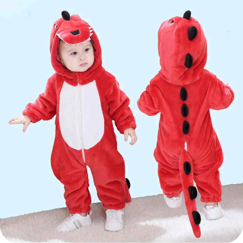 Baby Kigurumi Dinosaur Cartoon Romper Infant Kids Animal Jumpsuit Girls Boys Cosplay Pyjamas Costumes Toddler Clothes