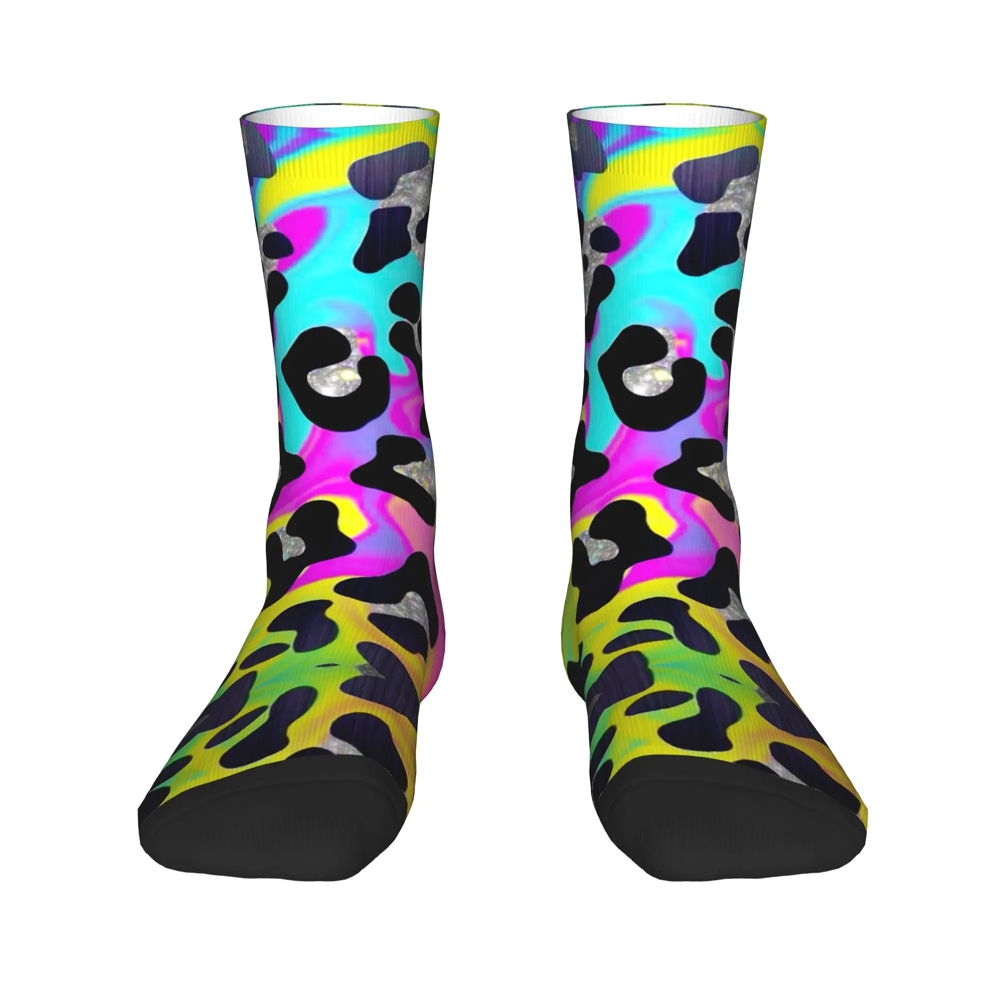 Psychedelic 80s Leopard Stockings Abstract Art Socks Men's Warm Soft Socks Winter Outdoor Sports Non Slip Socks Birthday Gift