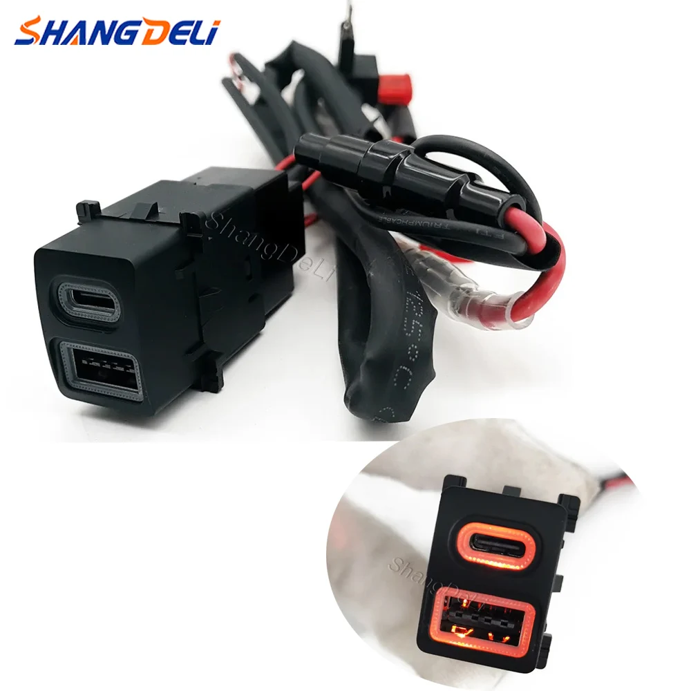 

Красная светодиодная лампа с USB Type-C PD зарядным портом QC3.0 для Subaru Forester 19-24, двойное зарядное устройство для телефона