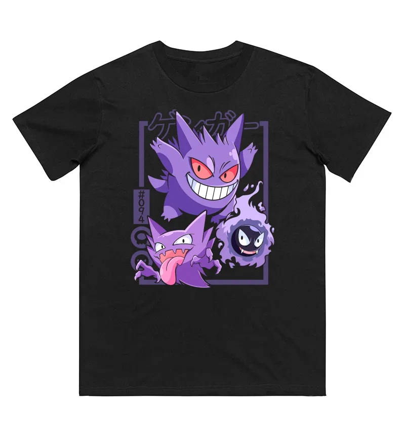 

Pokémon Gastly Evolution Printed Pure Cotton T-shirt for Men and Women Spring/Summer New Collection Fashion Short Sleeved Shirt