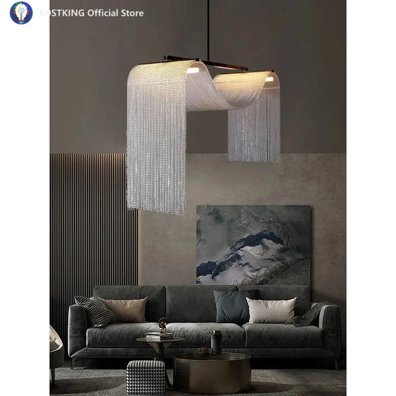 Waterfall Tassel Metal Pendant Lights Modern Designer LED Home Decor Hanging Lamps for Ceiling Living Room Chandelier Lighting