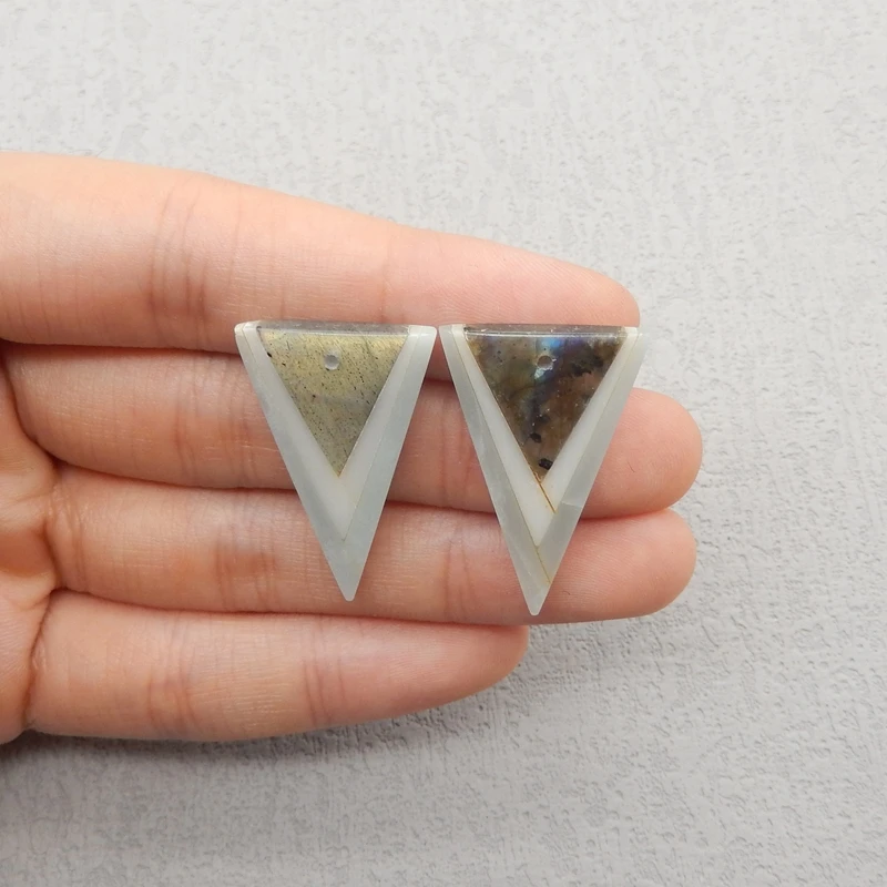 

Натуральный амазонит, лабрадорит и белый нефрит, серьги Intarsia, бусины 30x19x4 мм, 5,8 г для изготовления ювелирных изделий, очаровательные подарочные аксессуары