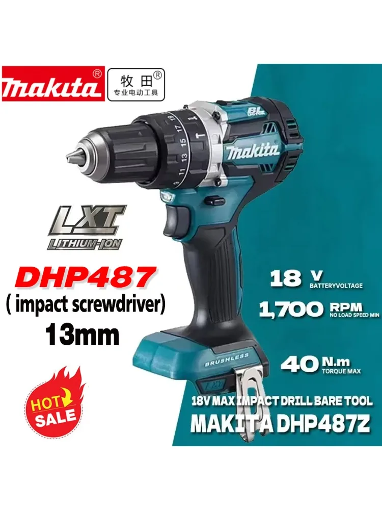 NIEUWE Makita Batterij DHP487 Draadloze slagschroevendraaier Boor Borstelloze elektrische slagschroevendraaier 18V Oplaadbaar elektrisch gereedschap - afbeelding 2