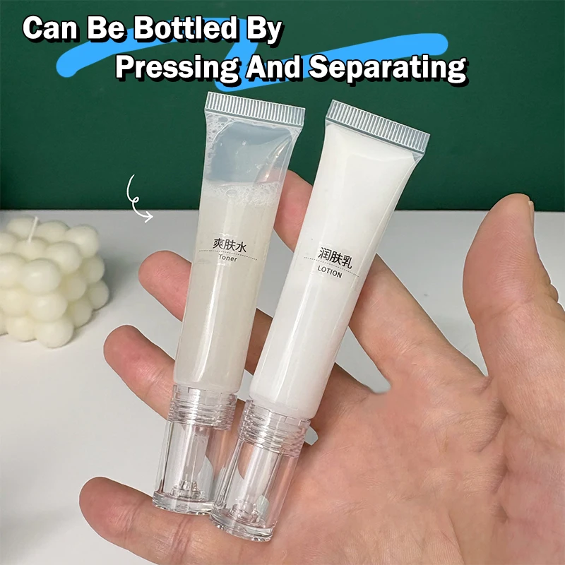 2PCS 10/15ml Cosmetic Soft Tubes Hyaluronic Acid Dropper Empty Bottle Sunscreen Cream Lotion Liquid Foundation Refillable Bottle