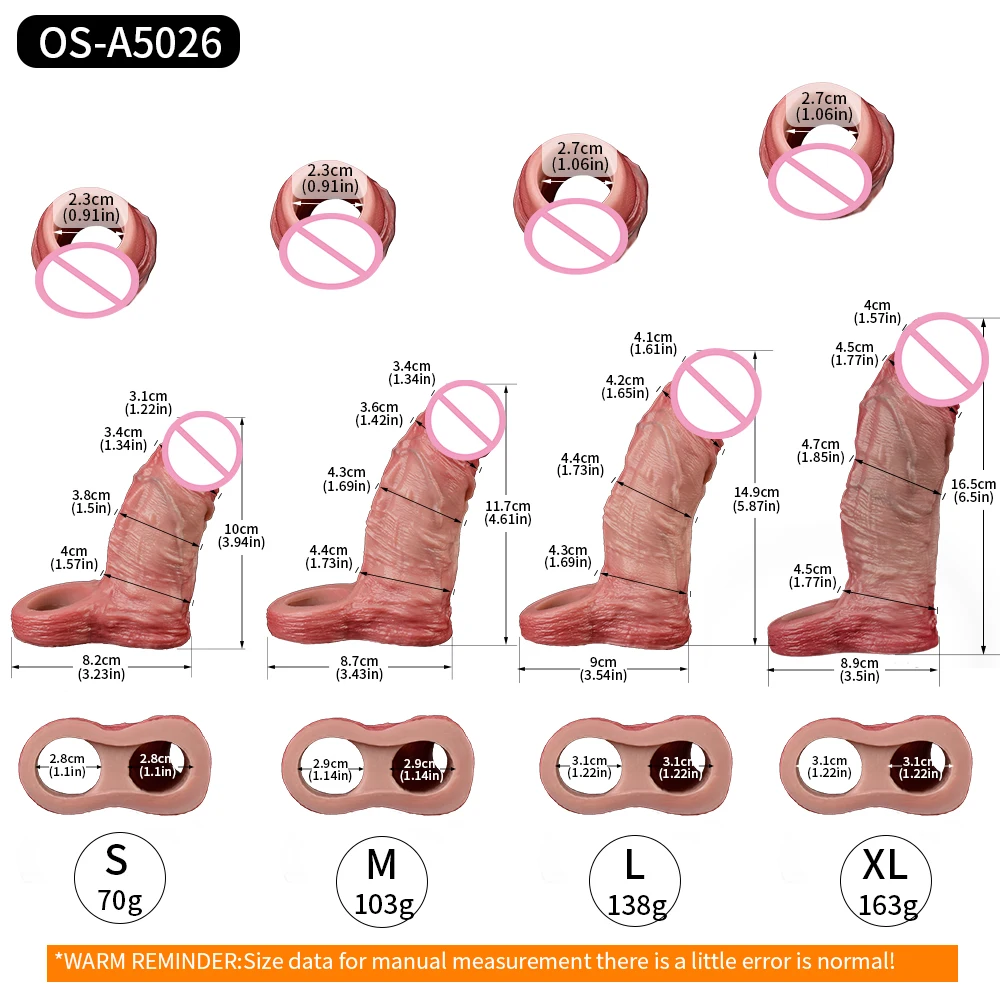 ORALSX 4 أنماط قابلة لإعادة الاستخدام مفتوحة نهاية القضيب كم كبير سيليكون ديك تمديد جهاز متعة الجنس لعب للرجال ديك توسيع #2