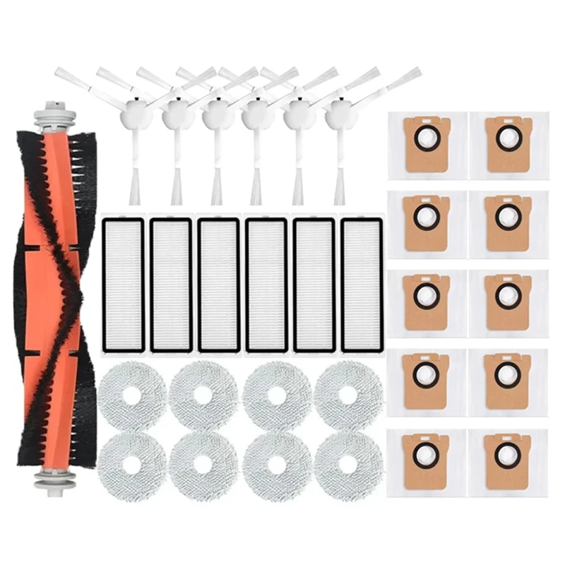 A86I-Para xiaomi robô vácuo x10 + x10 plus b101gl peças de reposição acessórios escova lateral principal filtro hepa mop pano sacos poeira