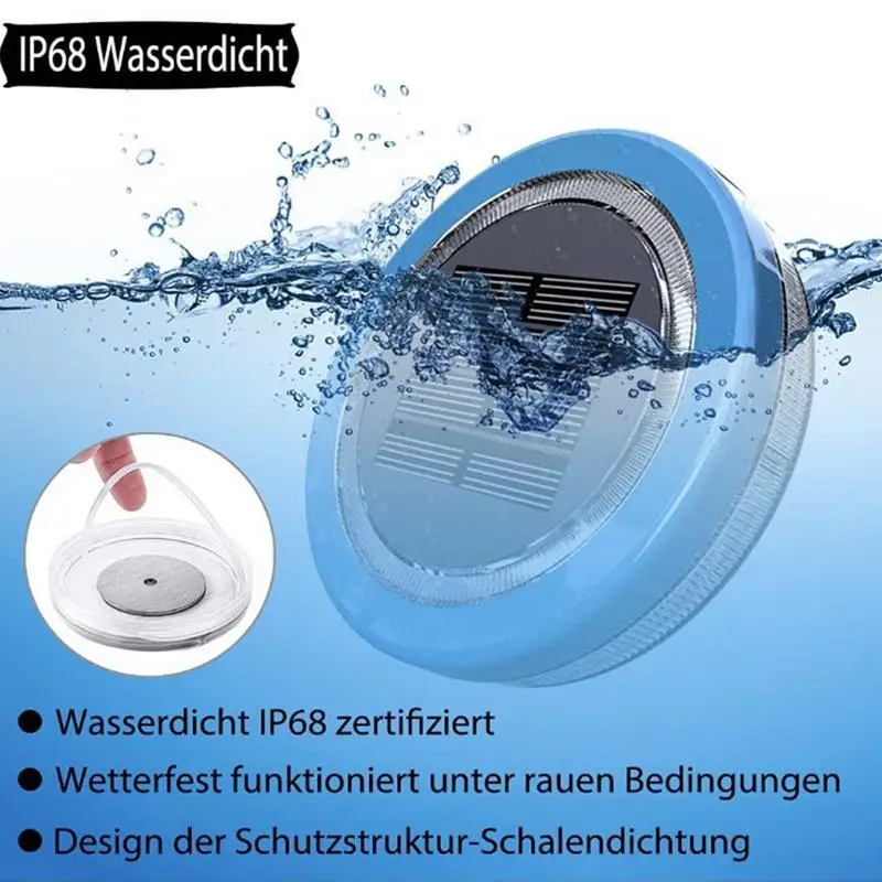 Drijvend zwembadlicht op zonne-energie Verbeterde waterdichte zwembadlamp Buiten decoratief lichtblauw LED drijvend tuinzwembadlicht