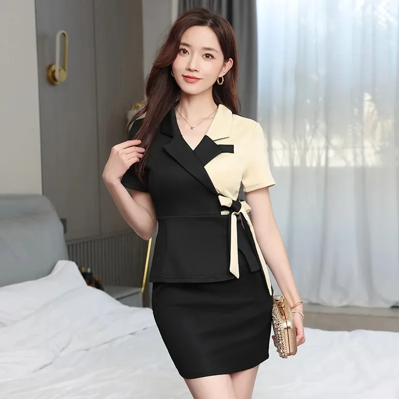 2024 hotel waiter work clothes spa uniform half sleeves sauna foot bath uniform beautician costume women beauty salon clothing