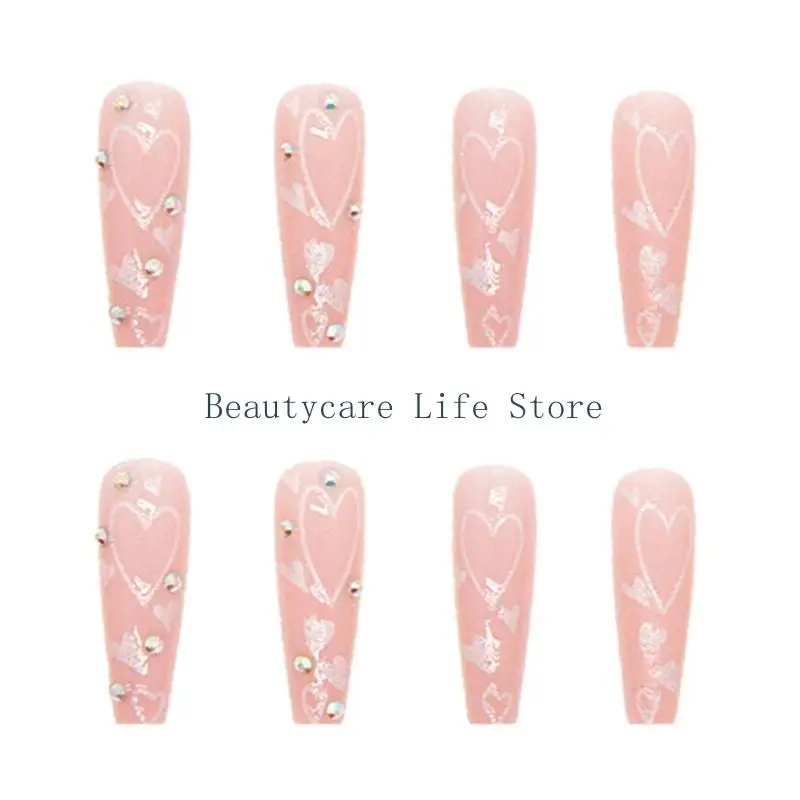 652c Kits Faux Nails, 24 pièces Pindes Pinde Pink Faute ongles, pas colle 12 tailles Couverture complète Faux Fingernails sur