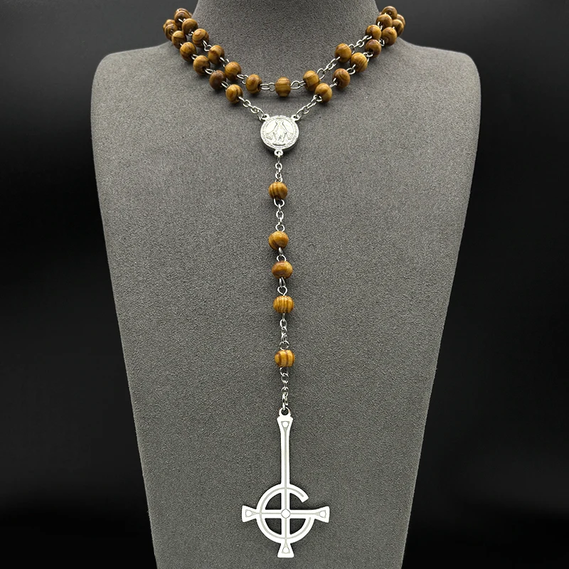 Hiphop Ghost Bc Nameless Chain For Women Men Wood Beads Stainless Steel Band Musical Fashion Pendants Necklace Jewelry Gifts