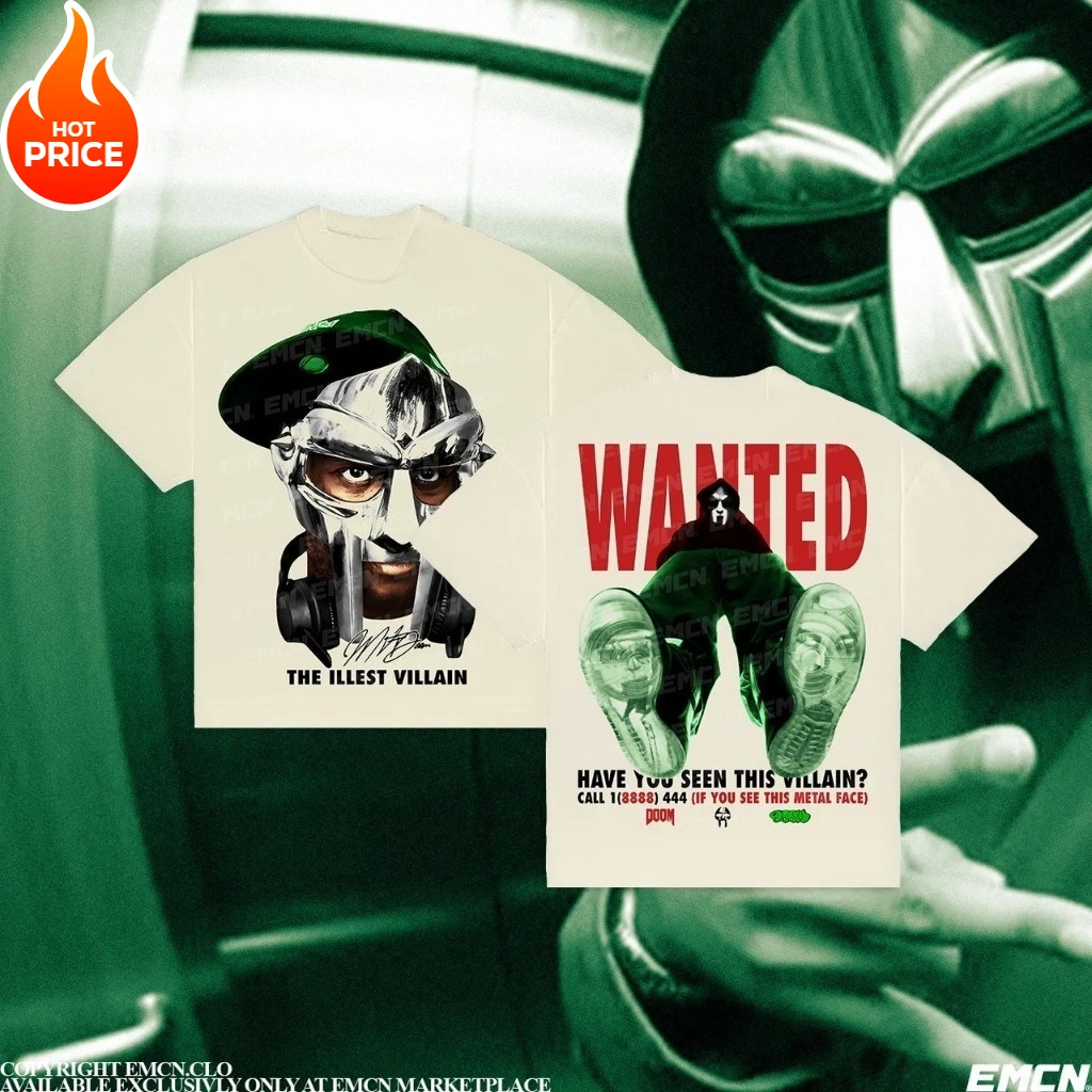 

Beauty Hip-hop T-shirt Oversized T-shirt MF Doom Wanted Summer New Men's and Women's Retro Fashion Top
