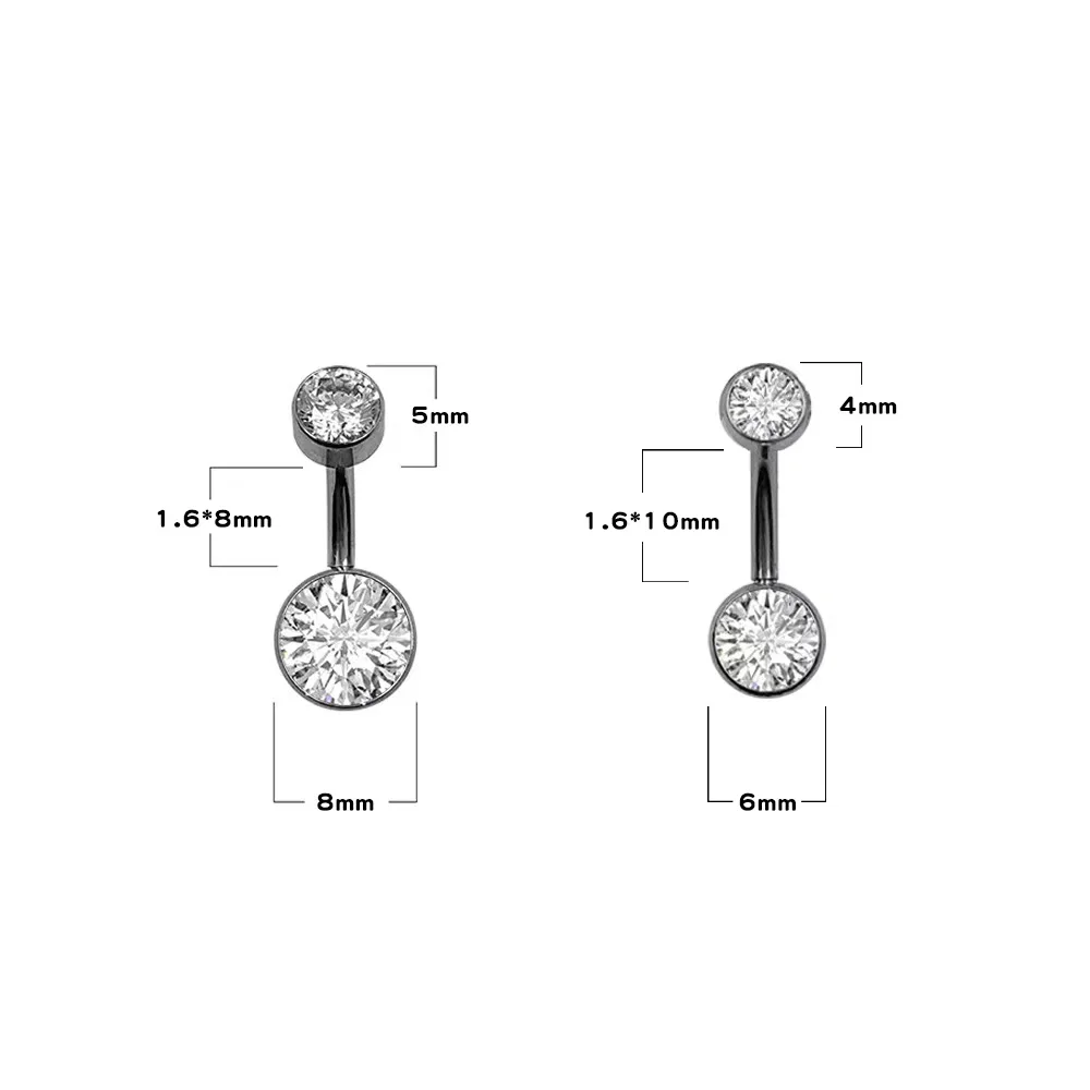 ASTM F136 Titanium 1 Piece New Product Cylindrical Navel Nail Trendy Fashion Bezel Setting Zircon Navel Ring Piercing Jewelry