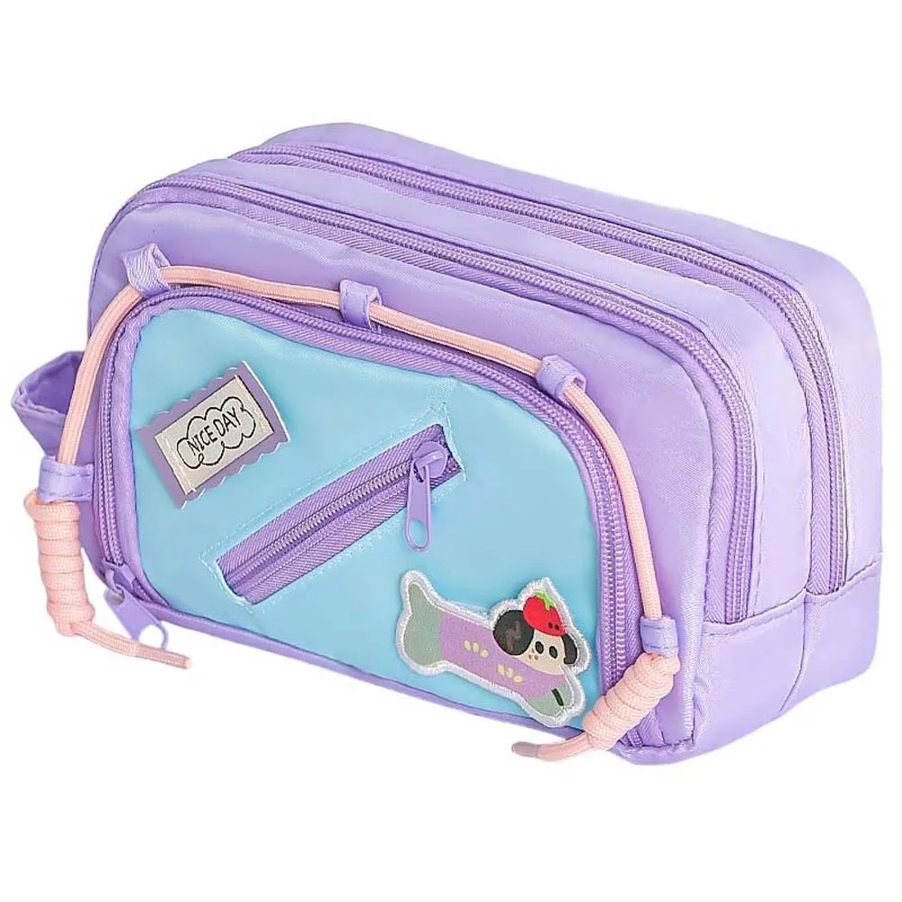 

Large Capacity Cartoon Puppy Pencil Case Ins Y2K Dog 4 Multi Layers Korean Pencil Bag Portable Handheld Makeup Bag School Office