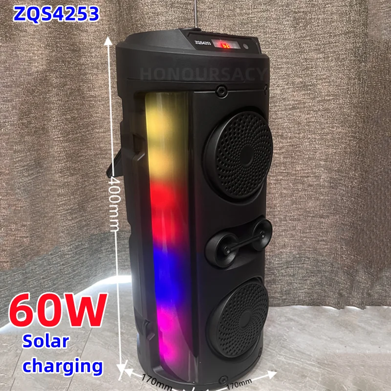 Karaoke Sound Box Caixa De Som 60W High Power RGB Color Party DJ Boom Box Outdoor Portable Dual Horn 3D Stereo Subwoofer FM/TWS