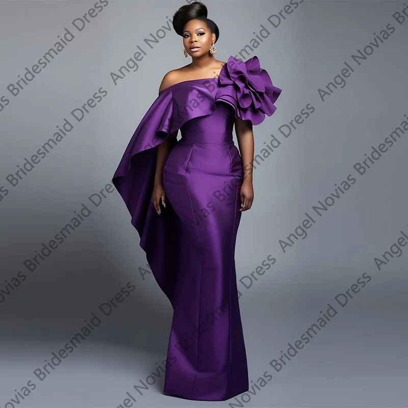 Customized Long Mermaid Purple Bridesmaid Dresses Wedding Party Maid Of Honor Dress Robes Invitee Mariage