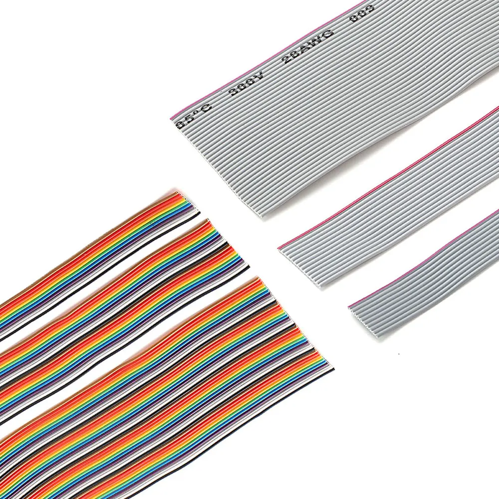 1/3/5Meter 8/10/14/16/18/20/26/34/40P Pitch 1.27mm Grey Color Flat Ribbon Cable Rainbow DuPont Wire For 2.54mm FC IDC Connector