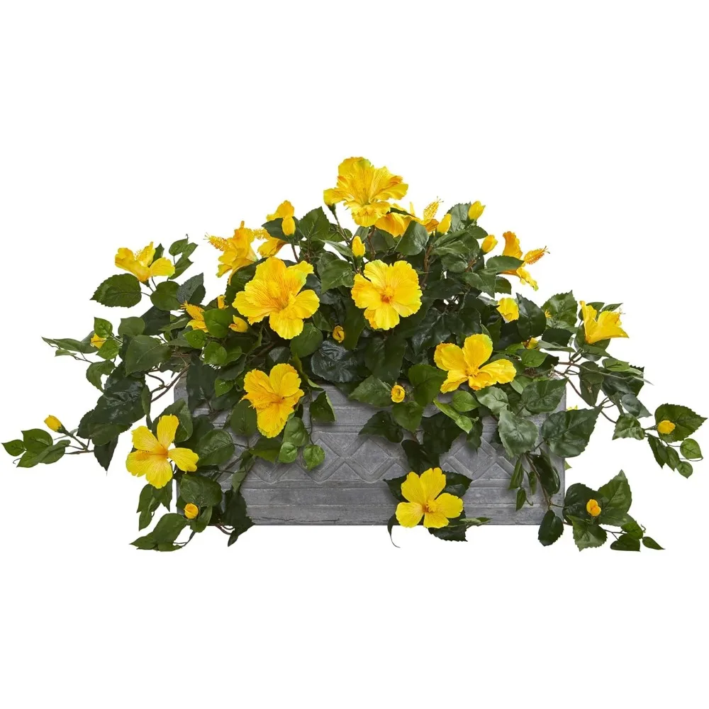 

The Almost Natural Artificial Hibiscus Plant in The Stone Flower Basin