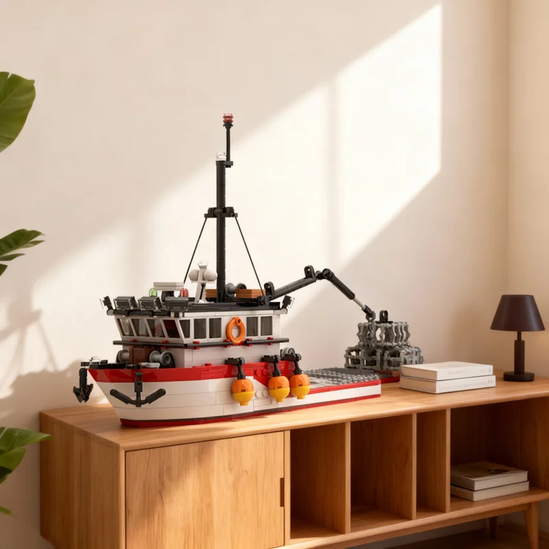 

Набор строительных блоков MOC «Краб-лодка» (782 детали) для декора комнаты, дома, украшения интерьера, демонстрации на книжной полке, подарок для взрослых