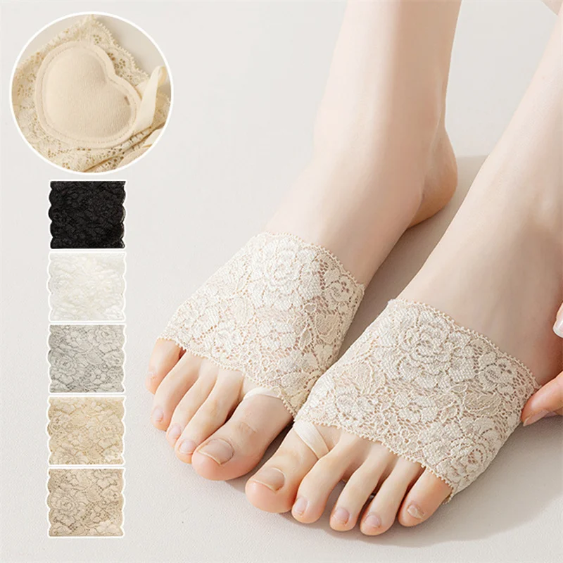 Short Lace Half Palm Socks Women Socks Elasticity Foot Care Toe Separator Socks Five Finger Socks Mesh Half Palm Insoles