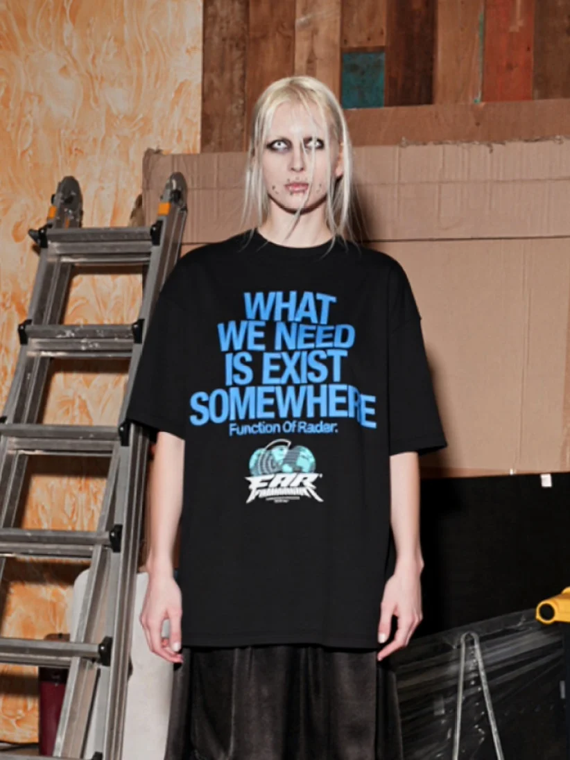 

Свободная уличная футболка HA7MS с буквенным логотипом и принтом «Земная орбита», с коротким рукавом, парная, летняя новинка, топ с круглым вырезом