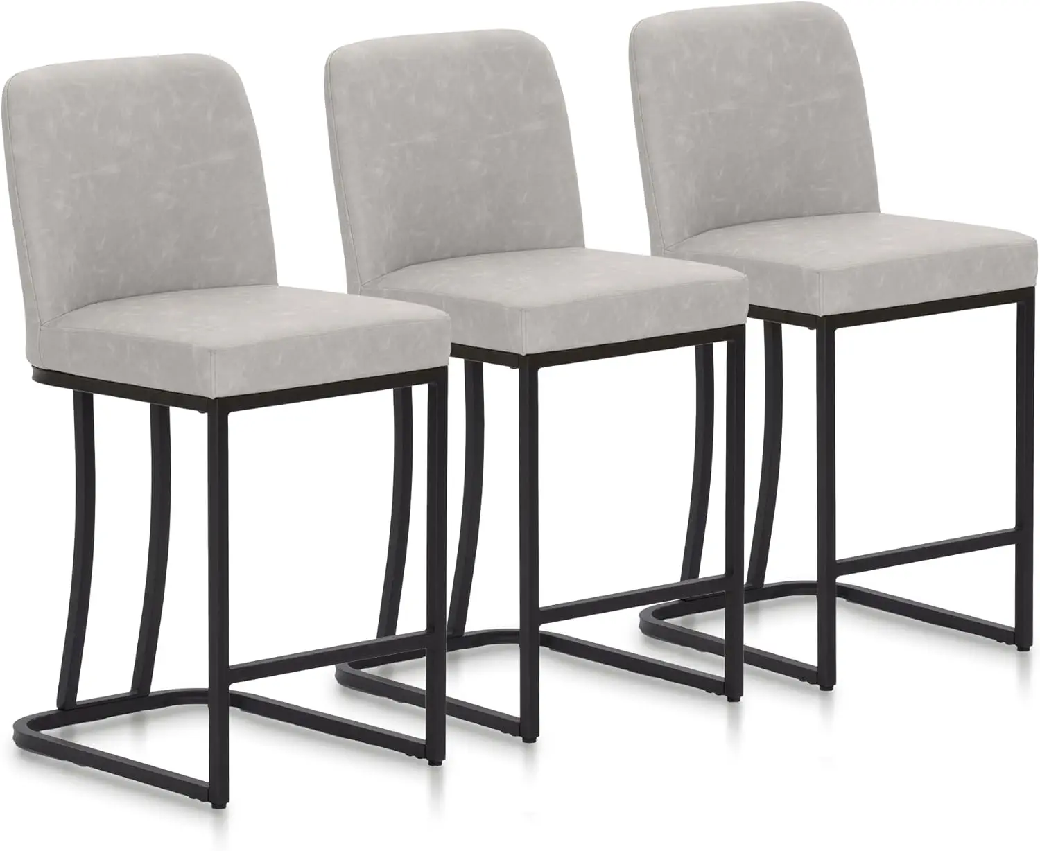 

MAISON ARTS Counter Height Bar Stools with Back Set of 3 for Kitchen Counter, 24 Inch Modern Upholstered Faux Leather Barstools