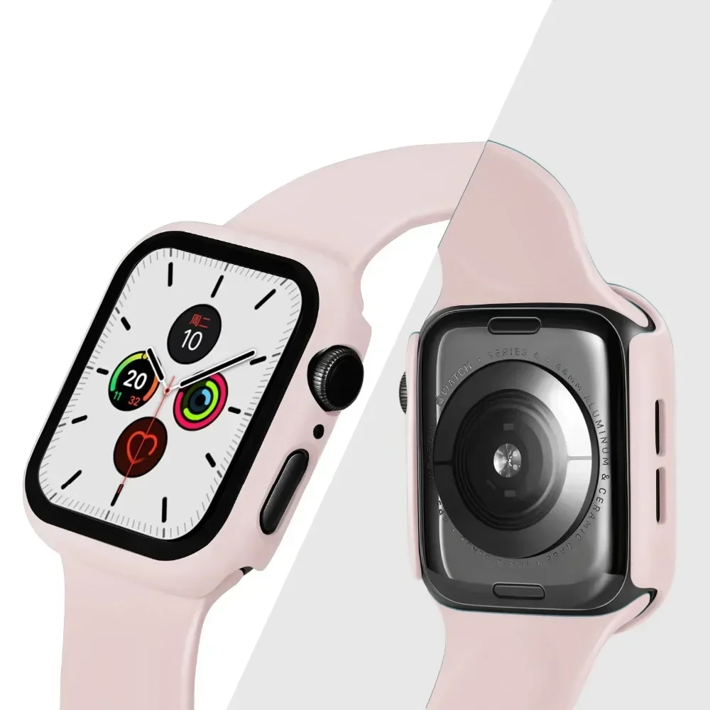 Gehärtetes Glas + Schutzhülle für Apple Watch Zubehör 44mm 41mm 45mm 40mm 42mm Displayschutzfolie Apple Watch Gehäuse Serie 9 4 5 6 SE 7 8 – Detail 3