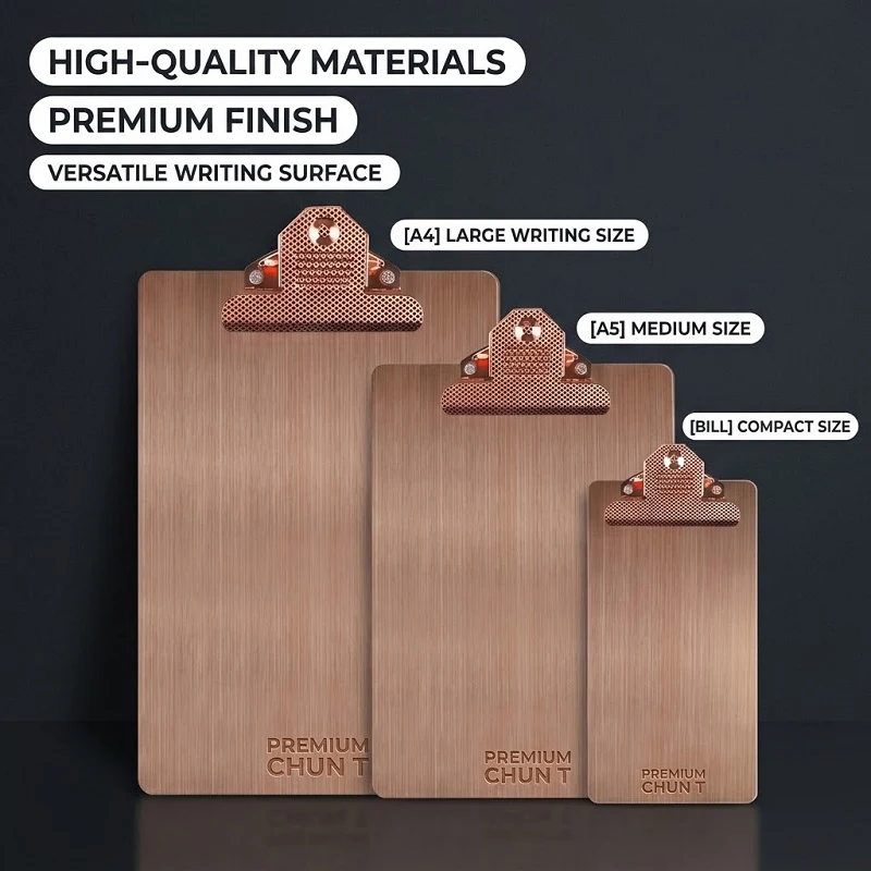 Stainless Steel Metal Clipboard Durable Writing Clip Board for Menus Note-taking Professional Office Stationery Organizer