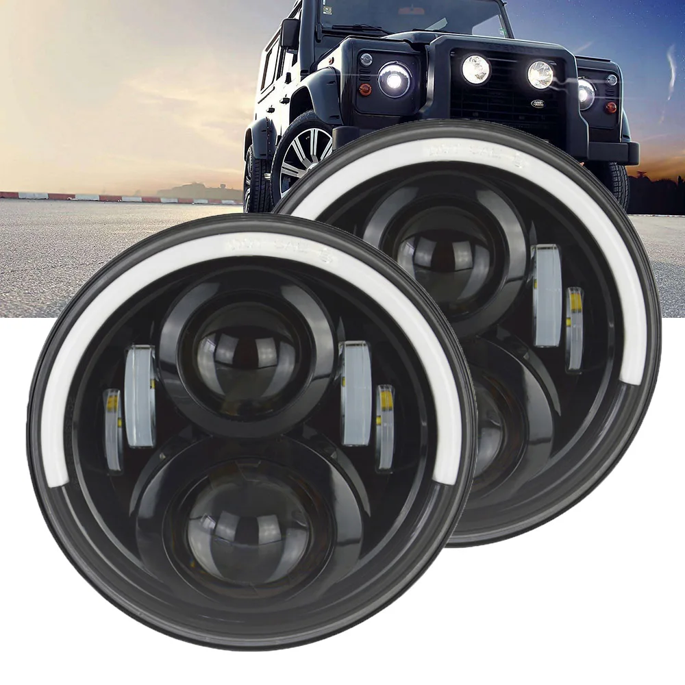 7 Inch Round LED Headlights Headlamp for Jeep Wrangler JK 2007-2017 (2PCS)  LANTSUN J225