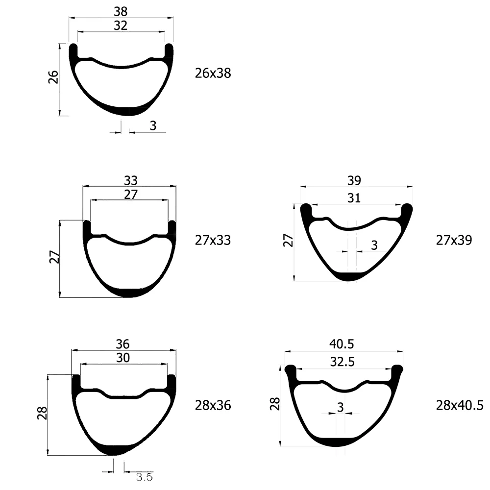 26/27/28mm Depth 27.5/29ER Asymmetric Symmetric MTB XC AM Bicycle Carbon Rim  Clincher Tubeless Mountain Bike Wheel UD 3K 12K