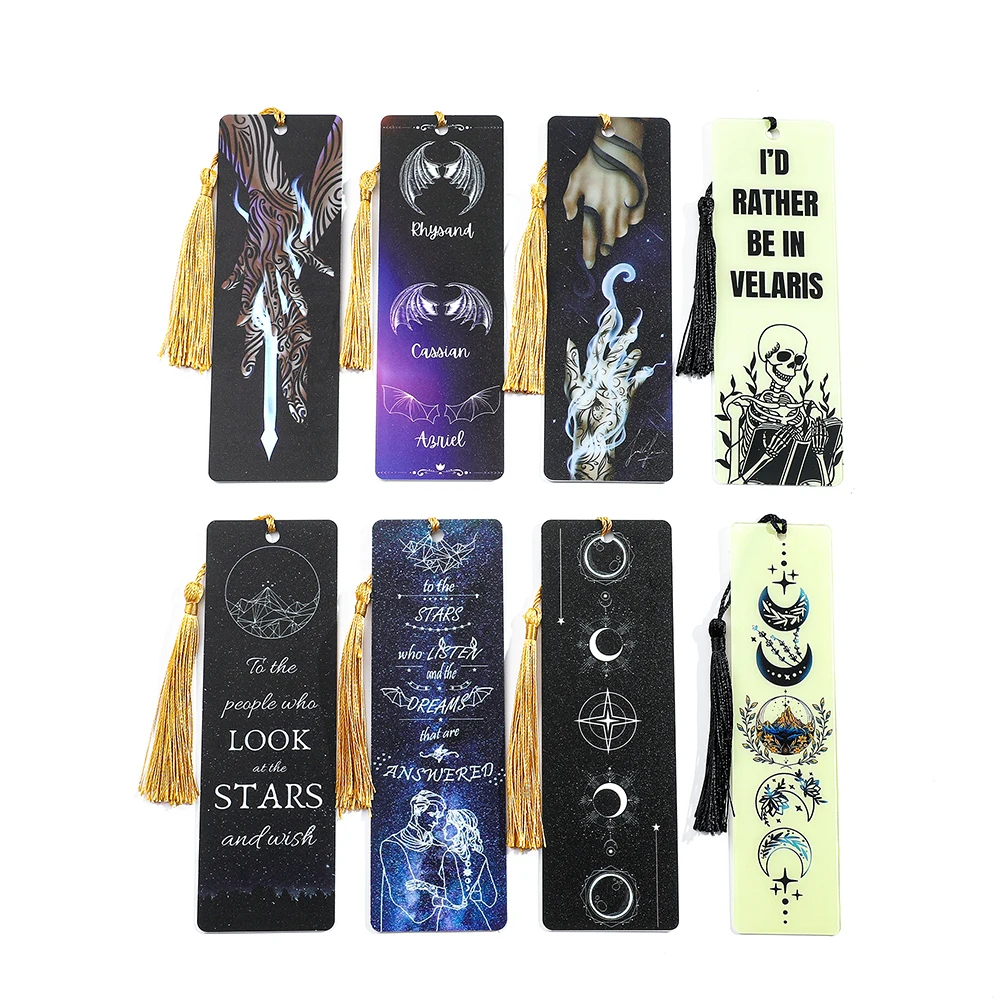 Acrylic Acotar Acomaf Bookmarks for Reading Women Men Books Accessories Collection Gifts for Friends Moon Star Book Mark Tassels