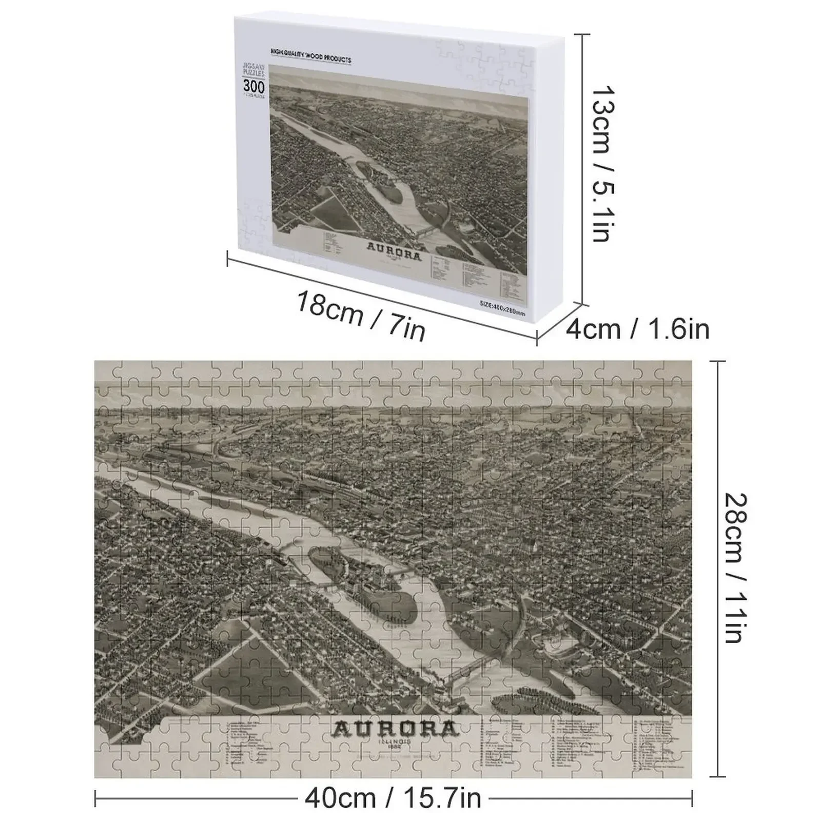 Aurora, Illinois (1882) Jigsaw Puzzle Wood Adults Wooden Animal Game Children Puzzle