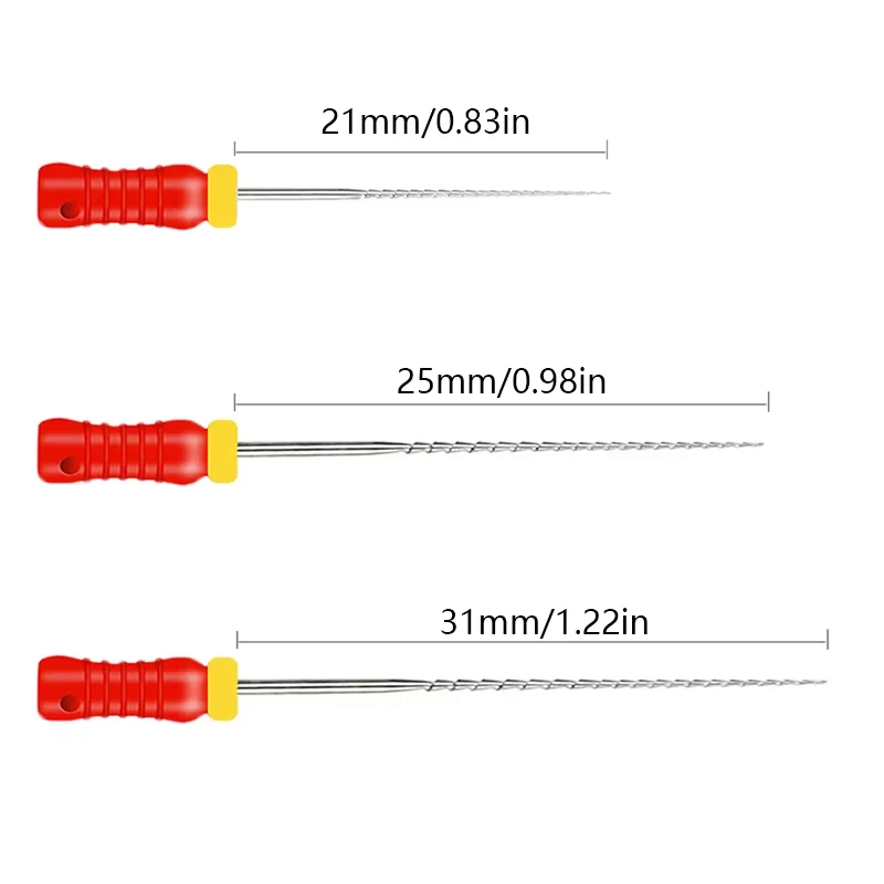 6Pcs/Pack Hand Use Dental K Files Stainless 21/25mm Steel Endodontic File for Root Canal Treatment
