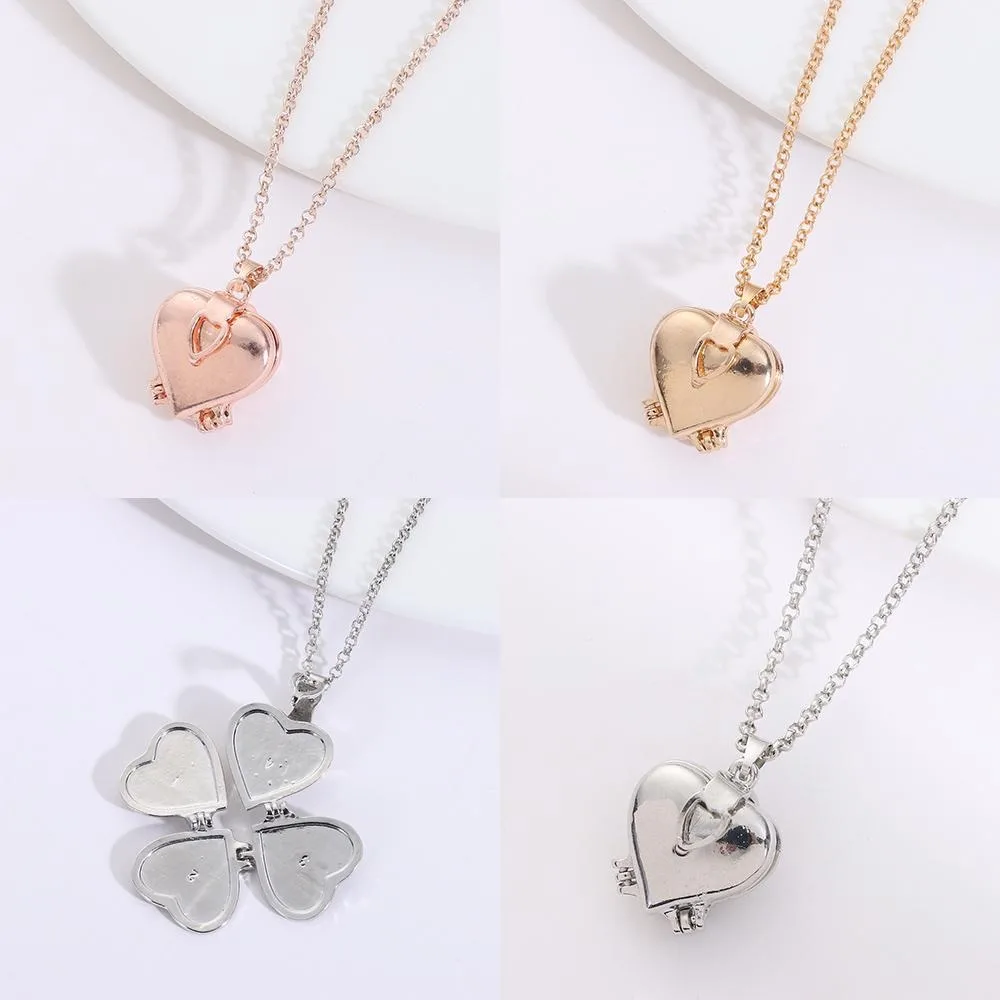 New DIY Heart 4-layer Photo Locket Vintage Wedding Anniversary Pendant