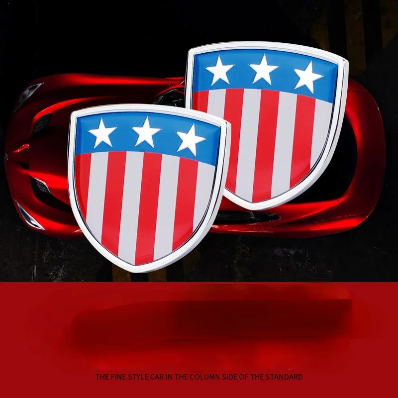 

2 Pcs Metal USA American Flag Car Trunk Window Side Emblem Badge Decal Shield Styling United States National Emblem Flags