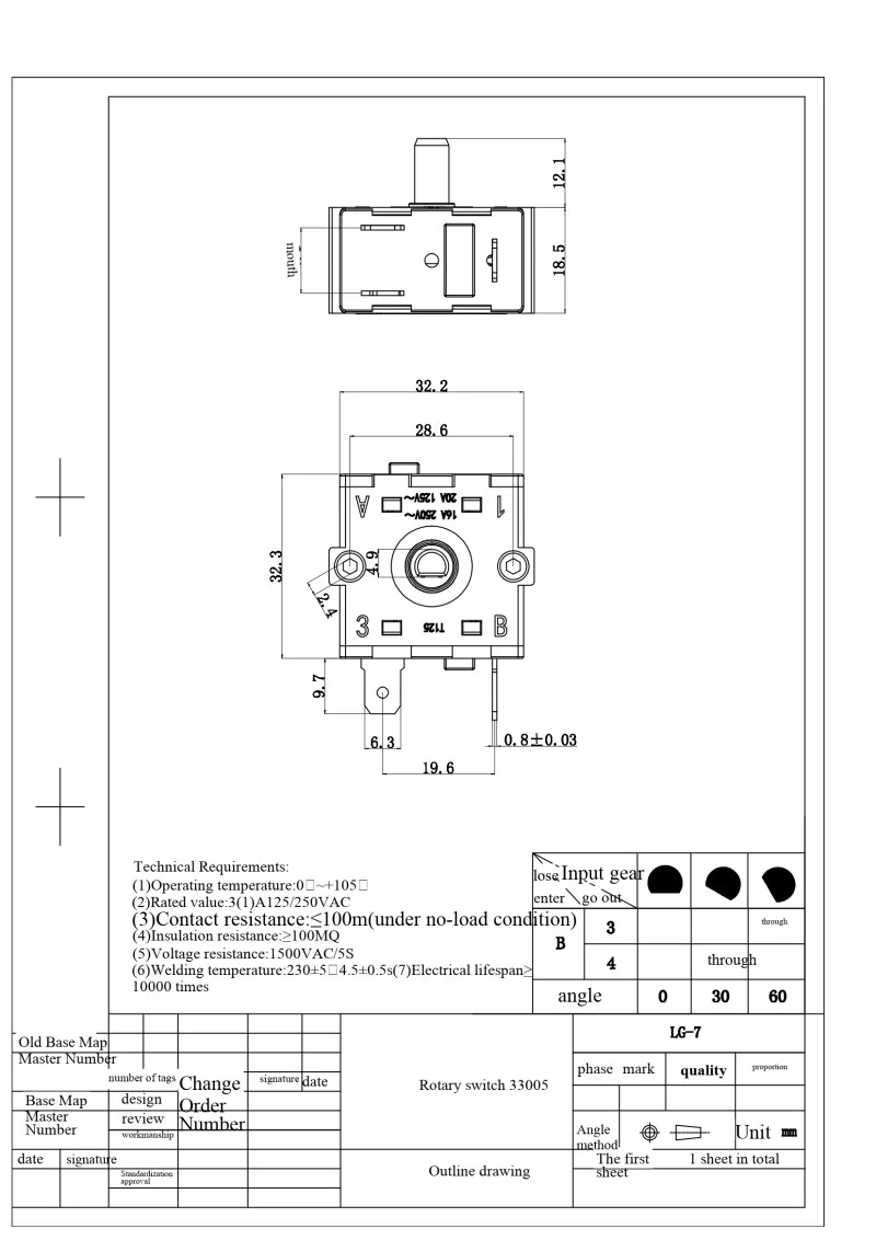 5 Stück Elektrischer Ölheizer, Heizlüfter, Drehschalter, 3-polig 3-Gang, 5-polig 4-Gang, hohe Leistung, 16A, 250V – Detail 4