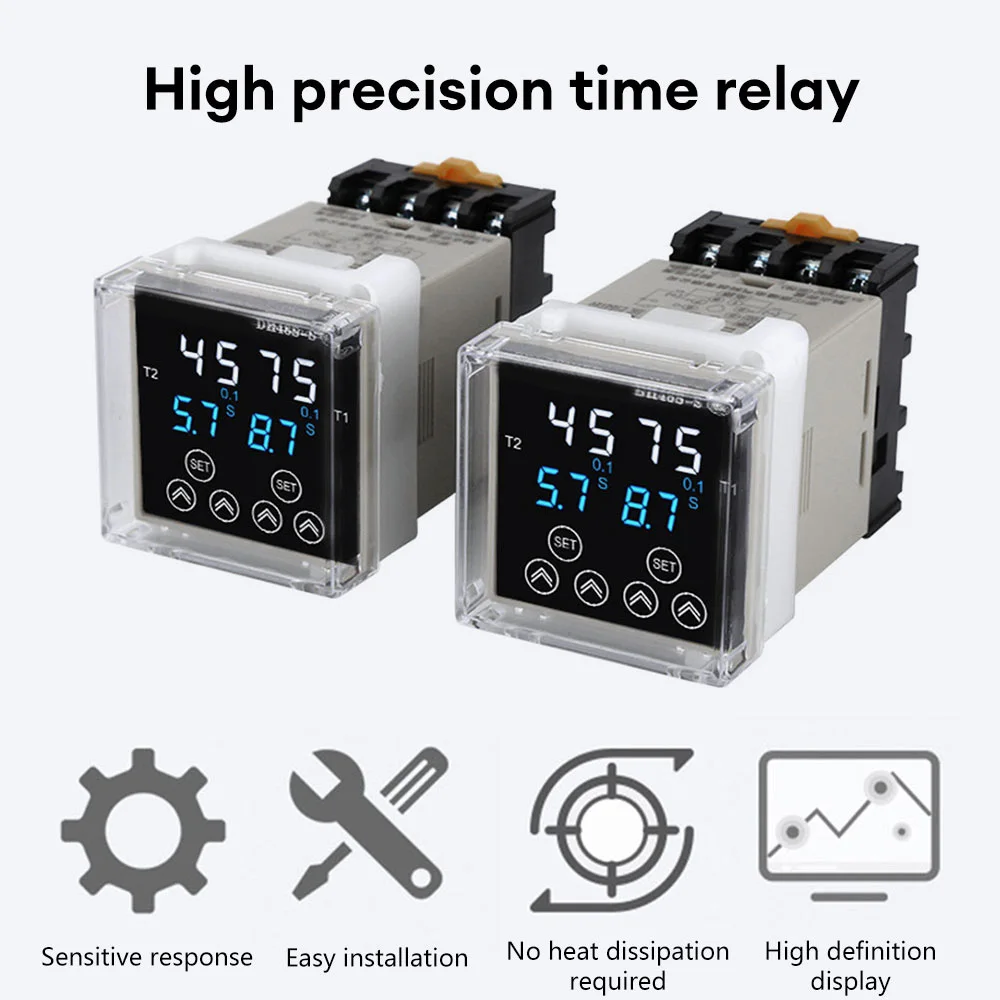 

0.01S-9999H Digital Delay Time Relay Precision Programmable Cycle DH48S-S 1Z 2Z Series AC380 AC220V DC24V DC12V With Socket Base