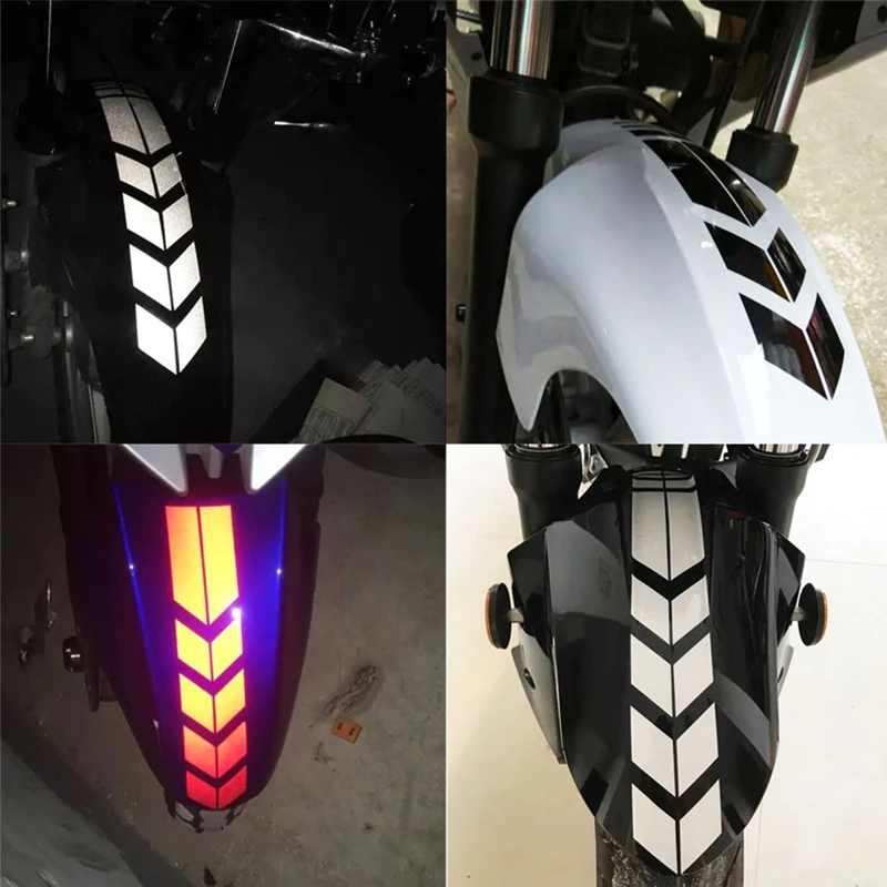 Universal Motorcycle Stripe Arrow Reflective Stickers Safety Warning Fender Paste Waterproof Oilproof Tape Decal Accessories