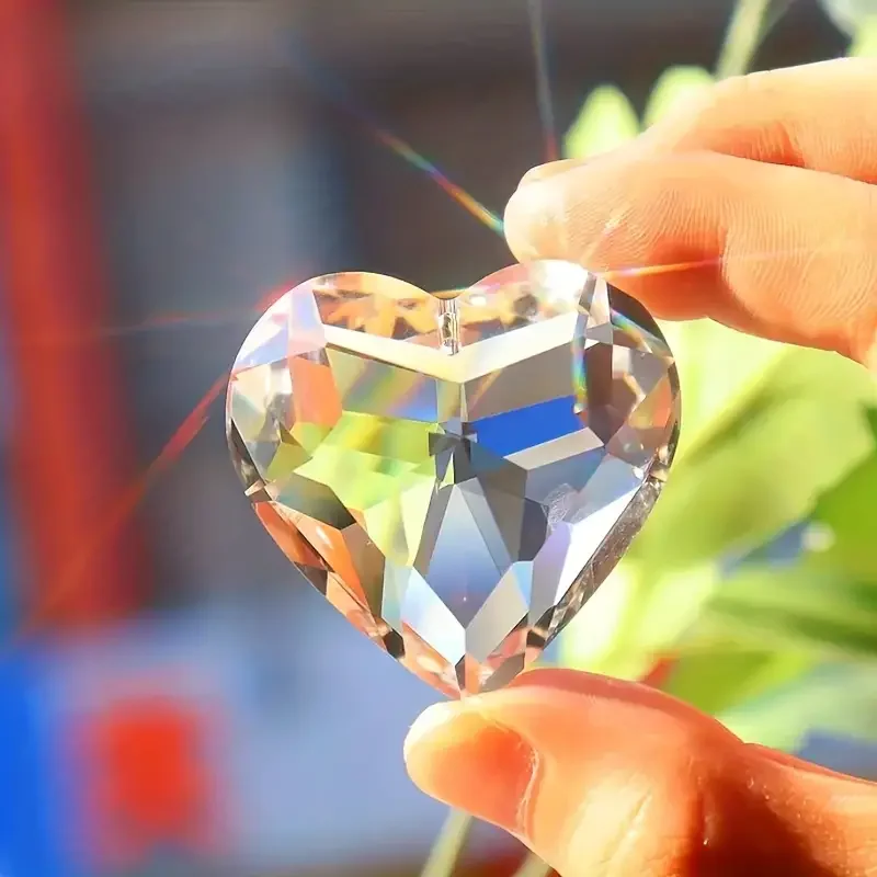 1pcs Heart Shaped Suncatcher For Window, Crystal Rainbow Maker, Chandelier Pendant For Home Decor, Car Decor, Gift For Girl, Wed