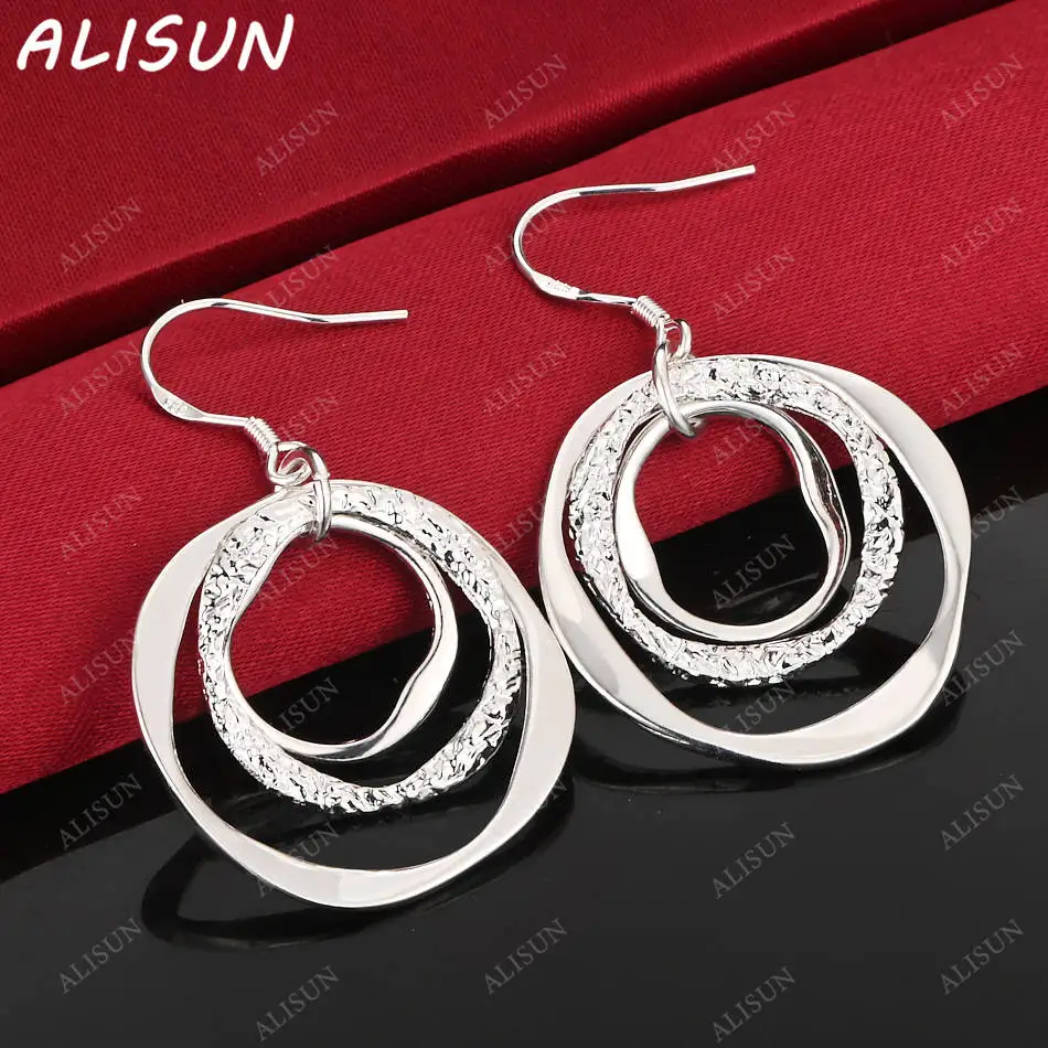 

ALISUN 925 Sterling Silver Triple Irregular Circle Earrings Drop Earrings For Women Creativity Gifts Street All-match Party