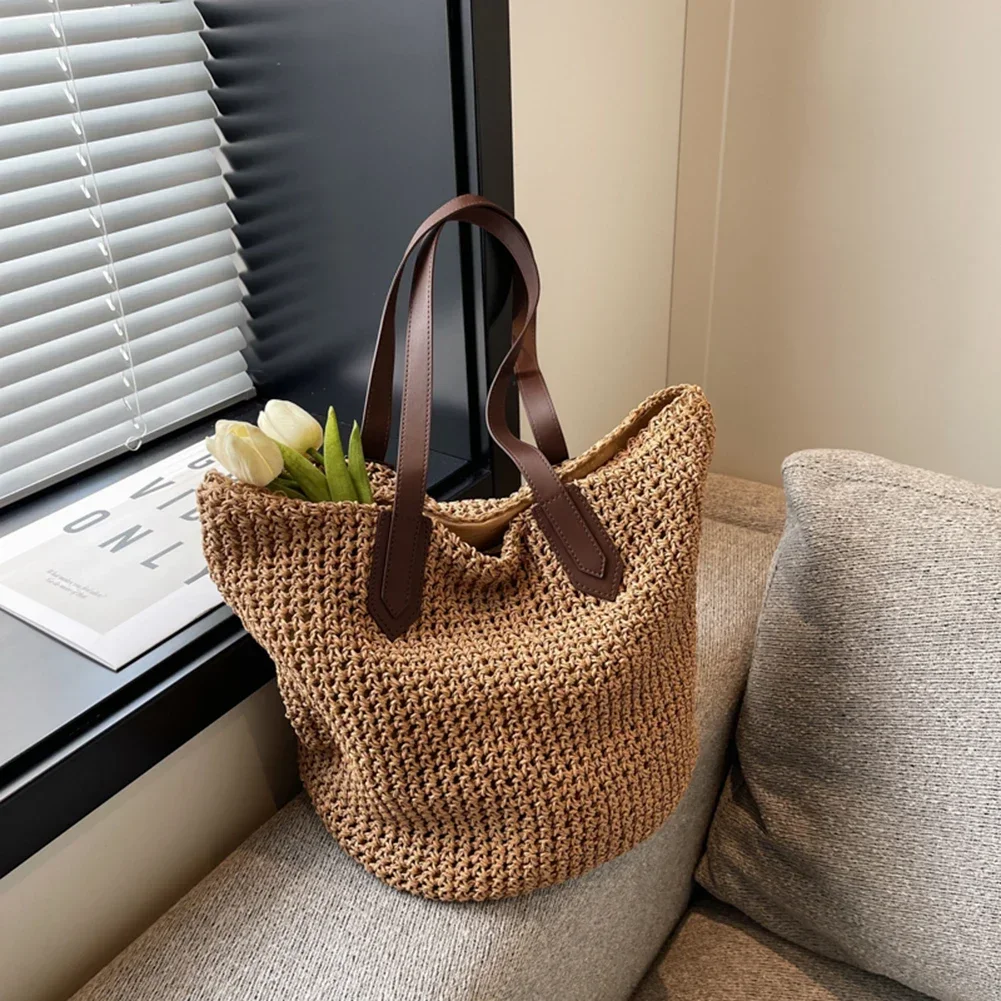 

Women Shouder Bag Bohemian Straw Underarm Bag Summer Beach Woven Armpit Bag Large Casual Knitted Bag Shopping Bags