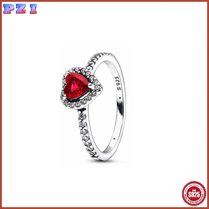 Anillo clásico de Plata de Ley 925 con dije deslumbrante para mujer, corona en forma de corazón, joyería ligera de lujo con temperamento, regalo