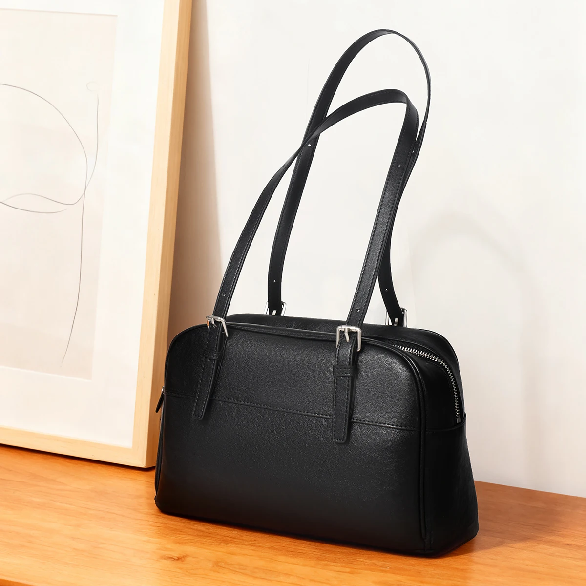 

Женская сумка 2025: Новая сумка-бочонок Boston из натуральной кожи, наплечная сумка для женщин